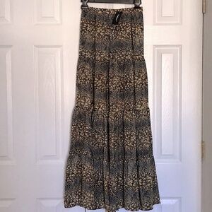 Leopard Animal Silk Print Tiered Stretch XS Skirt